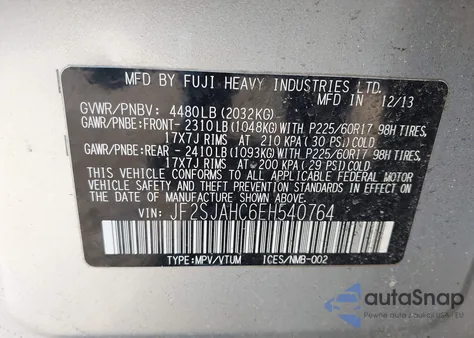 2014 Subaru Forester 2.5I Limited from USA, damaged, VIN JF2SJAHC6EH540764